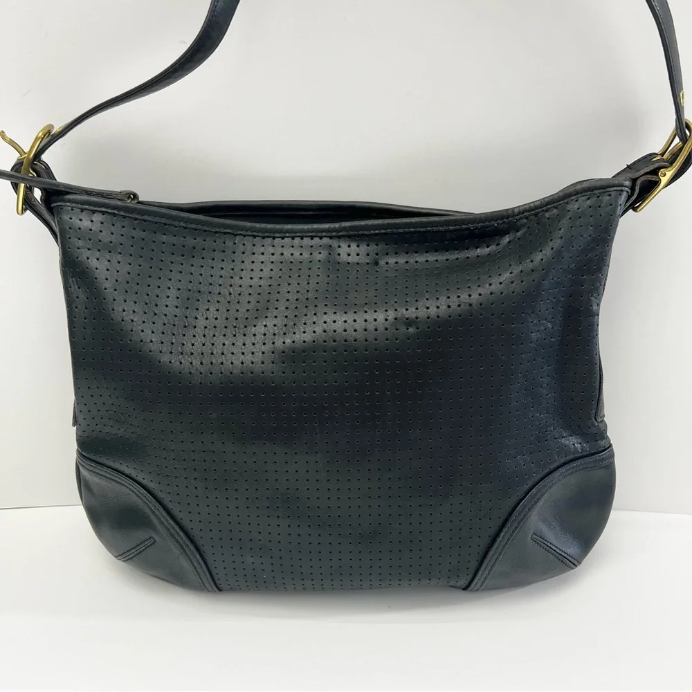 Coach Legacy 9218 Black Perforated Leather Shoulder Bag